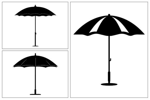 Beach Umbrella Silhouette Vector Graphics