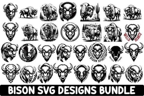 Bison SVG Designs Bundle: Graphics for Crafts