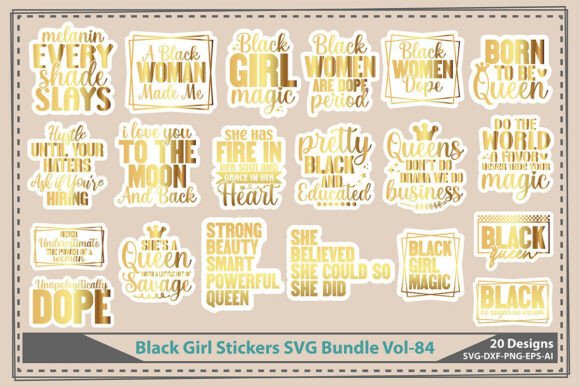 Black Girl Stickers SVG Bundle Vol-84: Graphics & Crafts for Real Publishing
