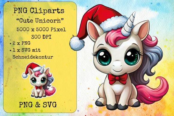 Cute Christmas Unicorn 1: Graphics for Crafts