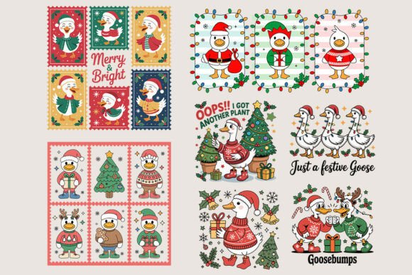 Festive Goose Duck Christmas Bundle: Graphics & Crafts