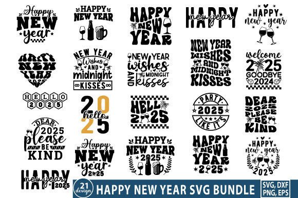 Happy New Year SVG Bundle: Graphics & Crafts
