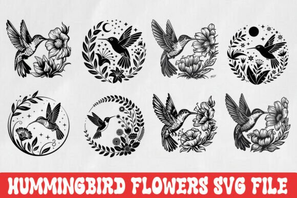 Hummingbird Flowers Svg Bundle: Graphics for Crafts and Content