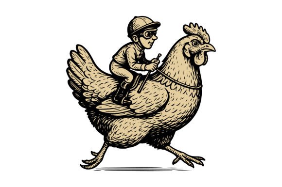 Jockey Riding a Chicken PNG SVG T-shirt Graphics