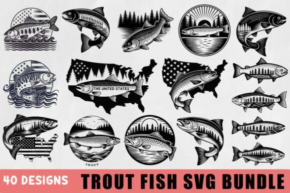 Trout Fish SVG Bundle.40 Design